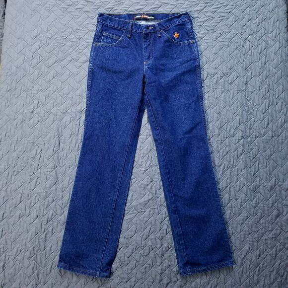 Wrangler Fr Jeans Mens 31x32 Blue Slim Fit Dark Wash American Denim Flame